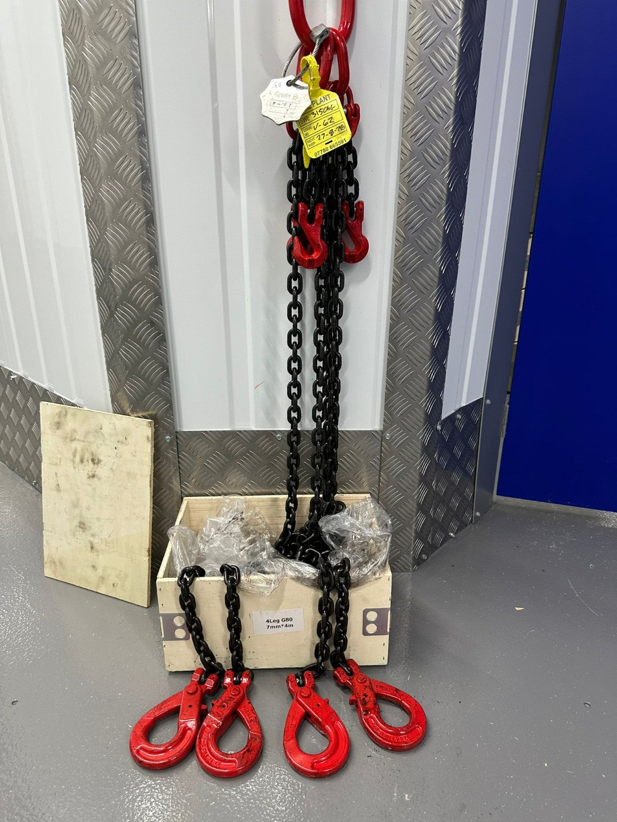 6mtr x4 leg G80 13mm Lifting Chain Sling 11.2 ton with Shortners and Loler cert