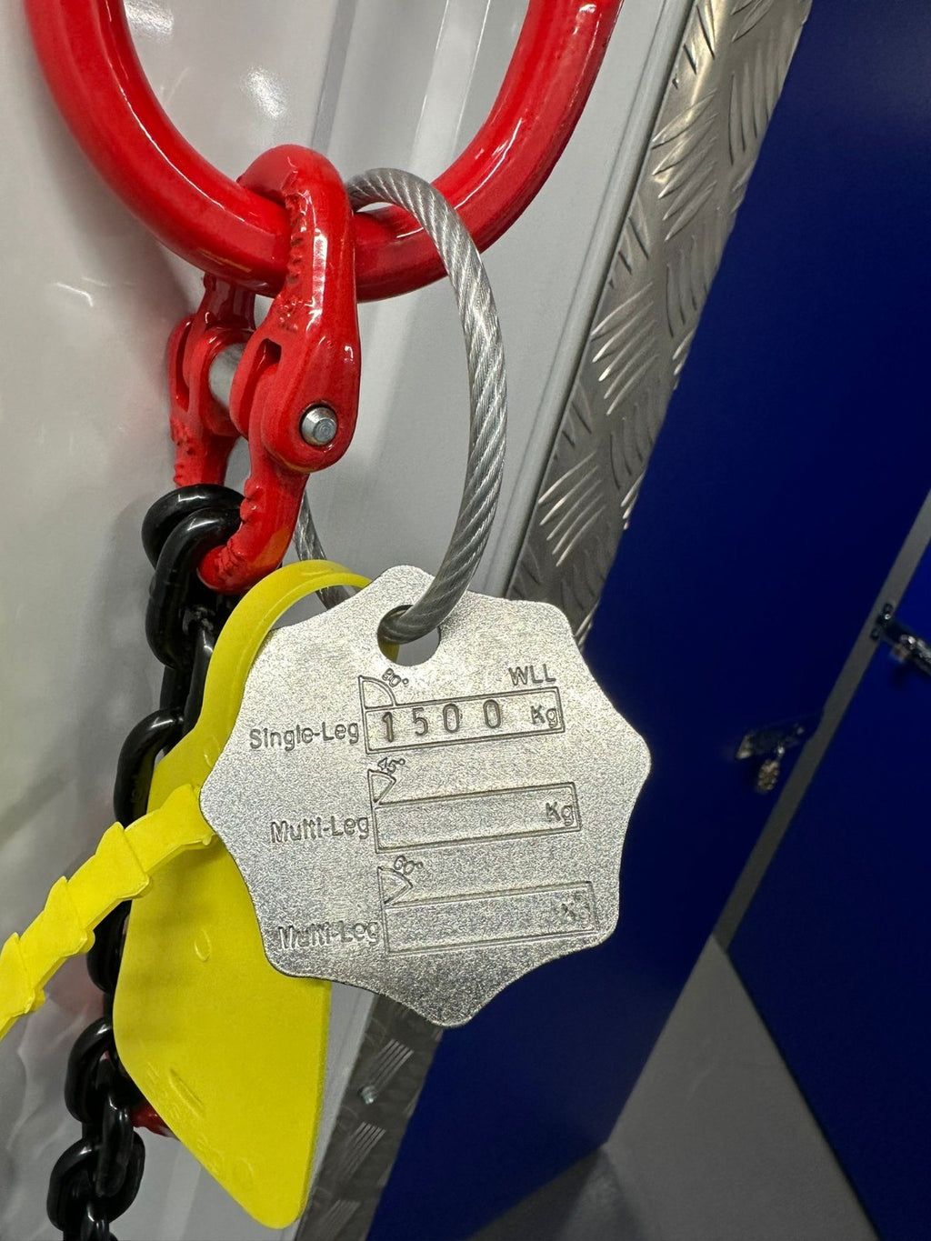 Single Leg Lifting Chain Sling SWL 1.5T 1mtr EWL 7mm chain With Loler cert