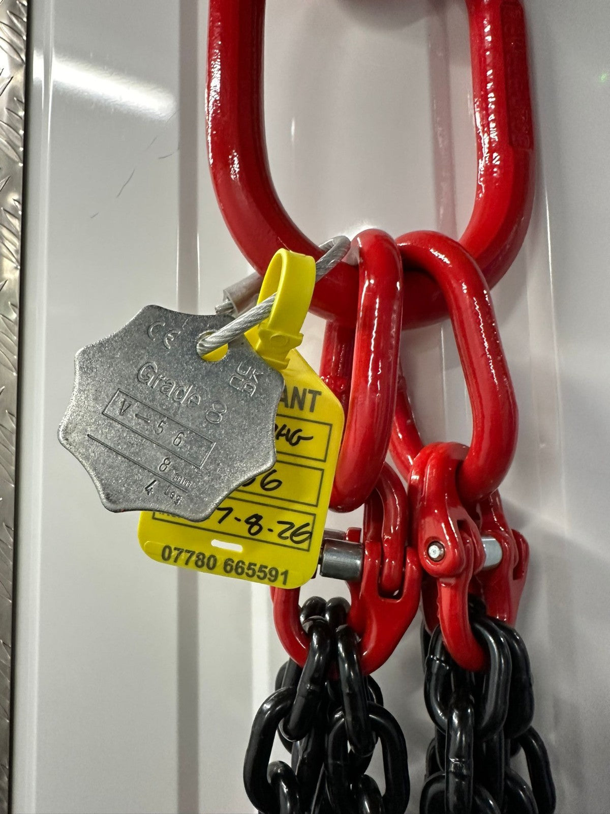 2mtr x 2 leg 7mm Lifting Chain Sling 2.12 tonne with Shortners and Loler cert
