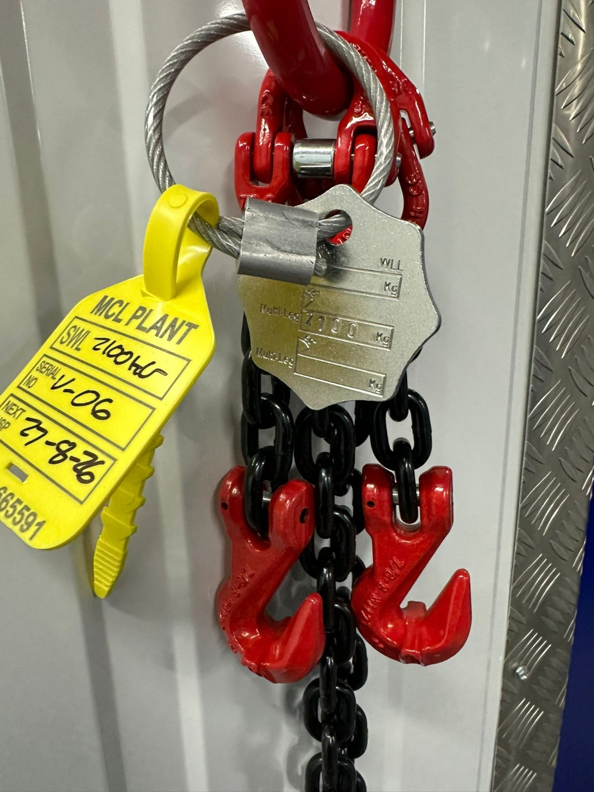 1mtr x 2 leg 7mm Lifting Chain Sling 2.12 tonne with Shortners and Loler Cert