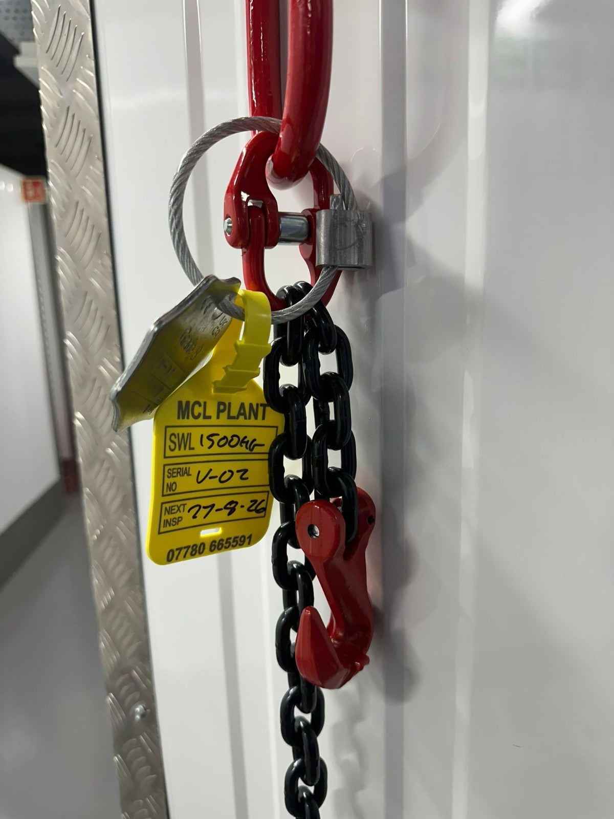 Single Leg Lifting Chain Sling SWL 1.5T 1mtr EWL 7mm chain With Loler cert