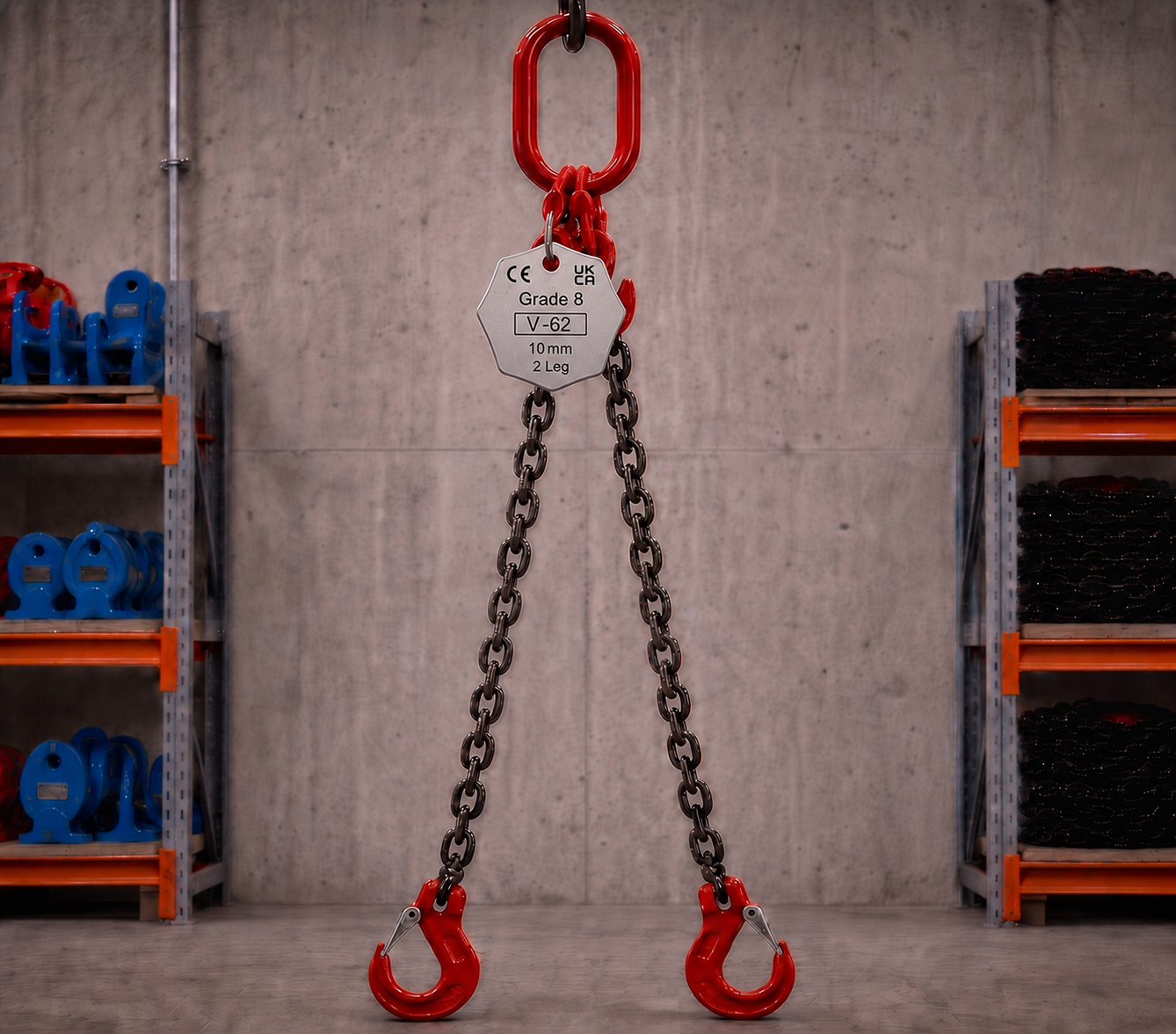 4.25 Tonne 2m Chainsling 2 legs, latch hook with shorteners