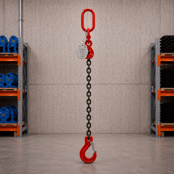 1.5 Tonne 1m Chainsling 1 leg, latch hook with shorteners