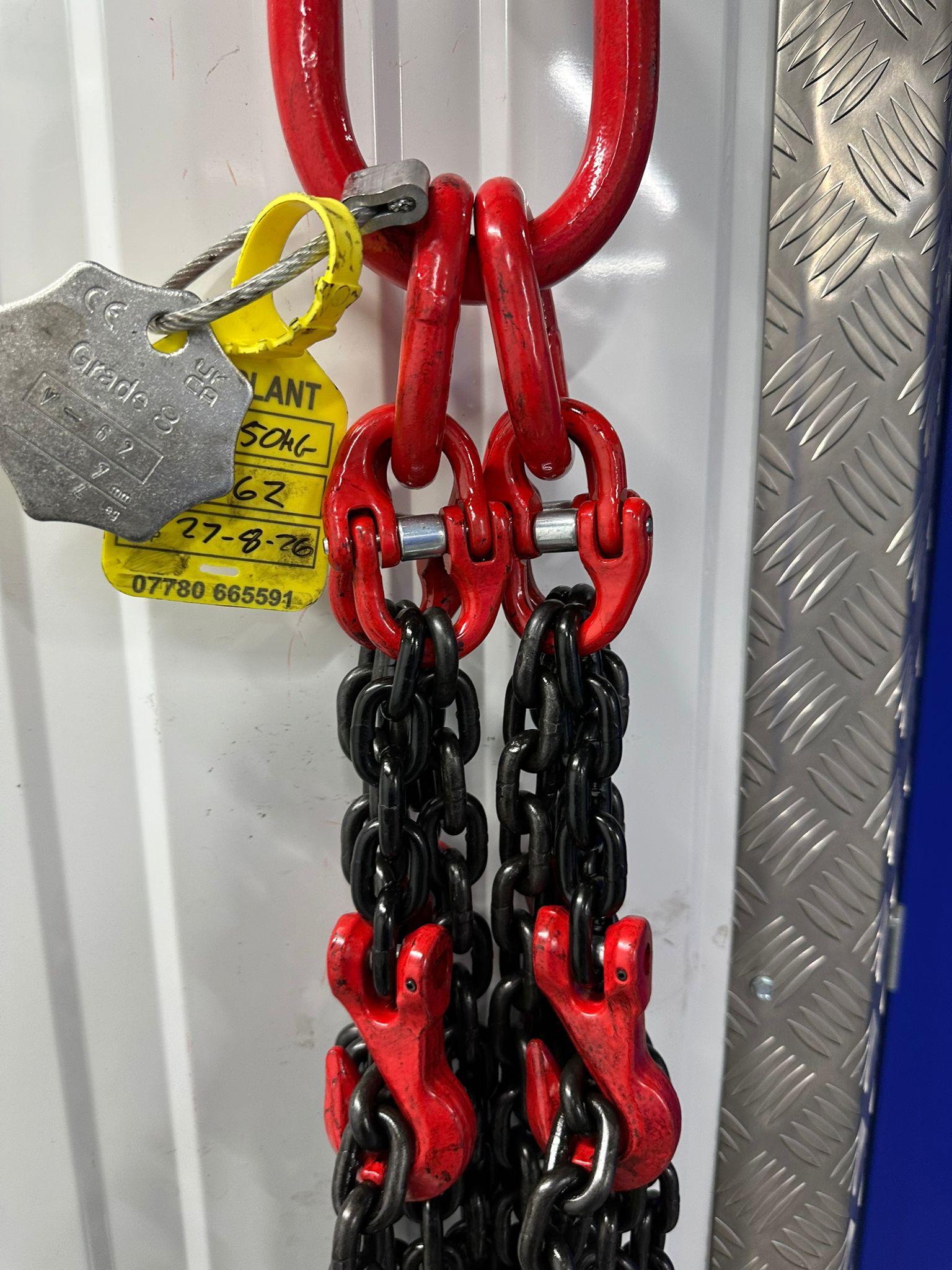 3.15 Tonne 4m Chainsling 4 legs, safety hook with shorteners